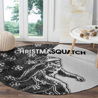 Funny Christmasquatch Camouflage of Snowflakes Round Carpet