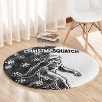 Funny Christmasquatch Camouflage of Snowflakes Round Carpet