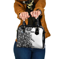 Funny Christmasquatch Camouflage of Snowflakes Shoulder Handbag