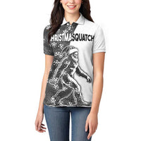 Funny Christmasquatch Camouflage of Snowflakes Women Polo Shirt - Wonder Print Shop