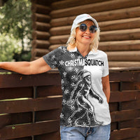 Funny Christmasquatch Camouflage of Snowflakes Women Polo Shirt - Wonder Print Shop