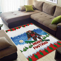 Christmas Bigfoot Ride Snowboard Area Rug Merry Footmas Xmas Style - Wonder Print Shop