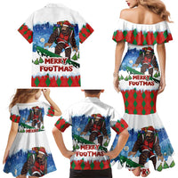 Christmas Bigfoot Ride Snowboard Family Matching Mermaid Dress and Hawaiian Shirt Merry Footmas Xmas Style - Wonder Print Shop