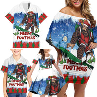 Christmas Bigfoot Ride Snowboard Family Matching Off Shoulder Short Dress and Hawaiian Shirt Merry Footmas Xmas Style - Wonder Print Shop