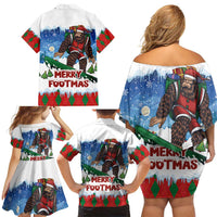 Christmas Bigfoot Ride Snowboard Family Matching Off Shoulder Short Dress and Hawaiian Shirt Merry Footmas Xmas Style - Wonder Print Shop