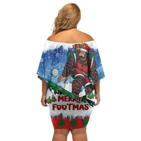 Christmas Bigfoot Ride Snowboard Family Matching Off Shoulder Short Dress and Hawaiian Shirt Merry Footmas Xmas Style - Wonder Print Shop