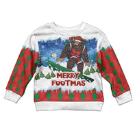 Christmas Bigfoot Ride Snowboard Kid Ugly Christmas Sweater Merry Footmas Xmas Style - Wonder Print Shop