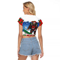 Christmas Bigfoot Ride Snowboard Raglan Cropped T Shirt Merry Footmas Xmas Style - Wonder Print Shop