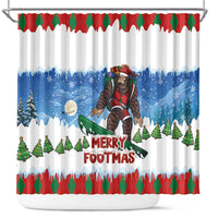 Christmas Bigfoot Ride Snowboard Shower Curtain Merry Footmas Xmas Style