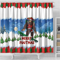 Christmas Bigfoot Ride Snowboard Shower Curtain Merry Footmas Xmas Style