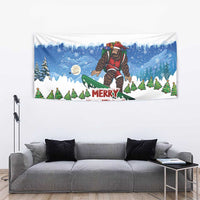 Christmas Bigfoot Ride Snowboard Tapestry Merry Footmas Xmas Style - Wonder Print Shop
