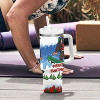 Christmas Bigfoot Ride Snowboard Tumbler With Handle Merry Footmas Xmas Style - Wonder Print Shop