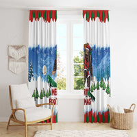 Christmas Bigfoot Ride Snowboard Window Curtain Merry Footmas Xmas Style - Wonder Print Shop
