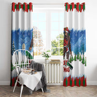 Christmas Bigfoot Ride Snowboard Window Curtain Merry Footmas Xmas Style - Wonder Print Shop