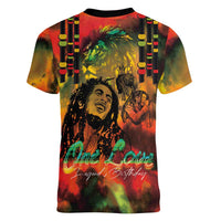Jamaican Reggae Legend's Birthday Women V-Neck T-Shirt One Love Jamaica - Wonder Print Shop