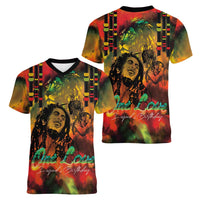Jamaican Reggae Legend's Birthday Women V-Neck T-Shirt One Love Jamaica - Wonder Print Shop