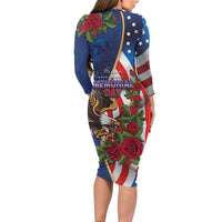 United States Memorial Day-Honor and Remember Family Matching Long Sleeve Bodycon Dress and Hawaiian Shirt