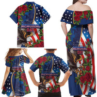 United States Memorial Day-Honor and Remember Family Matching Off Shoulder Maxi Dress and Hawaiian Shirt
