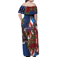 United States Memorial Day-Honor and Remember Family Matching Off Shoulder Maxi Dress and Hawaiian Shirt