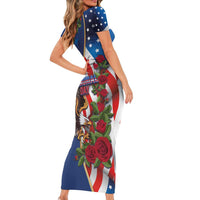 United States Memorial Day-Honor and Remember Family Matching Short Sleeve Bodycon Dress and Hawaiian Shirt