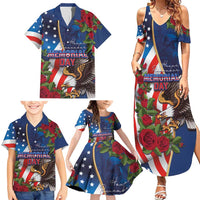 United States Memorial Day-Honor and Remember Family Matching Summer Maxi Dress and Hawaiian Shirt