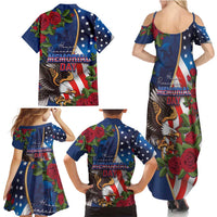 United States Memorial Day-Honor and Remember Family Matching Summer Maxi Dress and Hawaiian Shirt