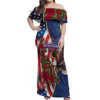 United States Memorial Day-Honor and Remember Off Shoulder Maxi Dress