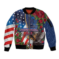 United States Memorial Day-Honor and Remember Sleeve Zip Bomber Jacket