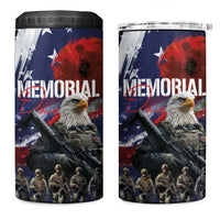 United States Memorial Day 4 in 1 Can Cooler Tumbler Bald Eagle and US Soldier-Honor and Remember The Fallen