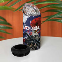 United States Memorial Day 4 in 1 Can Cooler Tumbler Bald Eagle and US Soldier-Honor and Remember The Fallen