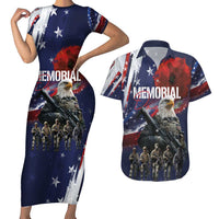 United States Memorial Day Couples Matching Short Sleeve Bodycon Dress and Hawaiian Shirt Bald Eagle US Soldier-Honor and Remember The Fallen