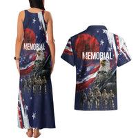 United States Memorial Day Couples Matching Tank Maxi Dress and Hawaiian Shirt Bald Eagle US Soldier-Honor and Remember The Fallen