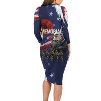 United States Memorial Day Family Matching Long Sleeve Bodycon Dress and Hawaiian Shirt Bald Eagle US Soldier-Honor and Remember The Fallen