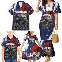 United States Memorial Day Family Matching Mermaid Dress and Hawaiian Shirt Bald Eagle US Soldier-Honor and Remember The Fallen