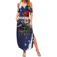 United States Memorial Day Family Matching Summer Maxi Dress and Hawaiian Shirt Bald Eagle US Soldier-Honor and Remember The Fallen