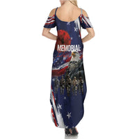 United States Memorial Day Family Matching Summer Maxi Dress and Hawaiian Shirt Bald Eagle US Soldier-Honor and Remember The Fallen