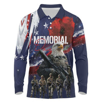 United States Memorial Day Long Sleeve Polo Shirt Bald Eagle US Soldier-Honor and Remember The Fallen