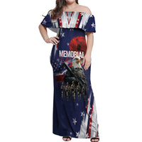 United States Memorial Day Off Shoulder Maxi Dress Bald Eagle US Soldier-Honor and Remember The Fallen
