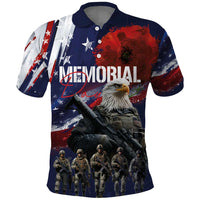 United States Memorial Day Polo Shirt Bald Eagle US Soldier-Honor and Remember The Fallen