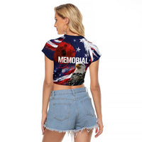 United States Memorial Day Raglan Cropped T Shirt Bald Eagle US Soldier-Honor and Remember The Fallen