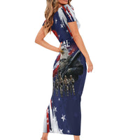 United States Memorial Day Short Sleeve Bodycon Dress Bald Eagle US Soldier-Honor and Remember The Fallen