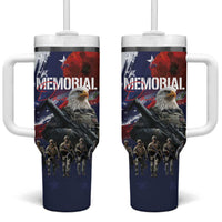 United States Memorial Day Tumbler With Handle Bald Eagle and US Soldier-Honor and Remember The Fallen