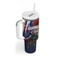 United States Memorial Day Tumbler With Handle Bald Eagle and US Soldier-Honor and Remember The Fallen