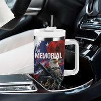 United States Memorial Day Tumbler With Handle Bald Eagle and US Soldier-Honor and Remember The Fallen