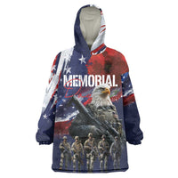 United States Memorial Day Wearable Blanket Hoodie Bald Eagle US Soldier-Honor and Remember The Fallen