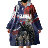 United States Memorial Day Wearable Blanket Hoodie Bald Eagle US Soldier-Honor and Remember The Fallen