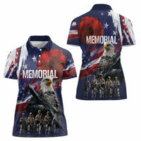 United States Memorial Day Women Polo Shirt Bald Eagle US Soldier-Honor and Remember The Fallen