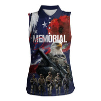 United States Memorial Day Women Sleeveless Polo Shirt Bald Eagle US Soldier-Honor and Remember The Fallen