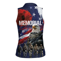 United States Memorial Day Women Sleeveless Polo Shirt Bald Eagle US Soldier-Honor and Remember The Fallen
