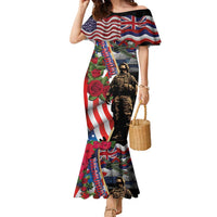 Hawaii and United States Memorial Day Family Matching Mermaid Dress and Hawaiian Shirt Honor and Remember The Fallen